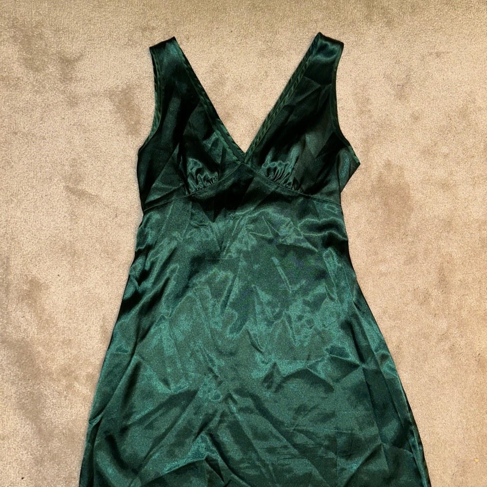 Elegant Green Satin Dress